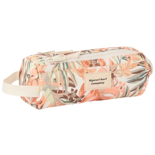 Rip Curl Trousse Scolaire Fille 2 Compartiments imprimé Tropical Beige - Polyester recyclé - 21 x 8 x 8 cm - Toutes Classes dès Le CP