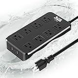 IPX6 Outdoor Power Strip Weatherproof, Waterproof Surge Protector with 8 Wide Outlet with 3 USB Port