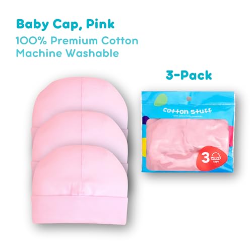 COTTON STUFF Baby Caps 3-Pack – 100% Cotton Soft Infant Hats (0–3 Months)2
