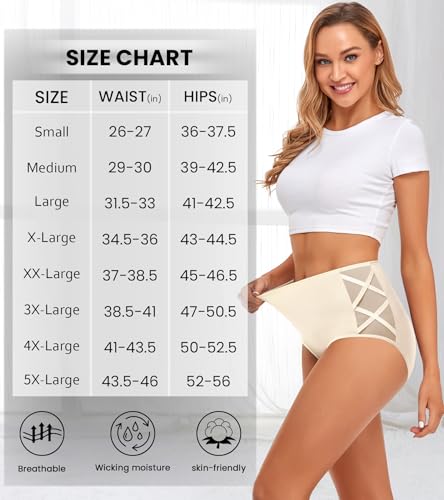 Image of CULAYII High Waisted Underwear for Women Cotton No Muffin Top Full Coverage Briefs Soft Stretch Ladies Panties 5 Pack