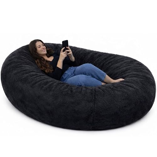 bananair   Puff Gigante XXL con Relleno de Espuma Incluído   Cómodo, Suave y Espacioso   Funda Desenfundable y Lavable   Bean Bag, Puff Cama Ideal para Relajarse (160 x 90 x 60 cm, Negro)
