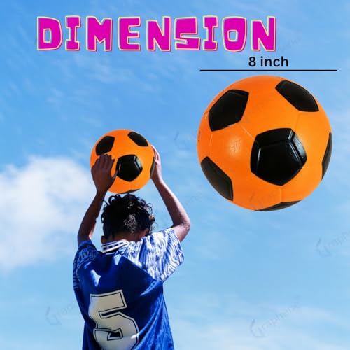Image of GRAPHENE 8 Inch Football for Kids Toddlers Bouncy Rubber Soccer Ball for Boy Girl 3+ Year No Air Needed Playground Soft Jumping Bouncing Ball for Sports Indoor Outdoor Games Pack of 1