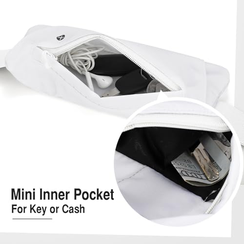 WHIPPY Slim Running Belt Fanny Pack for Women Men Elastic Runners Belt Waist Pouch Chest Bag Phone Holder Waist Pack for Running Hiking, White - Thumbnail 6