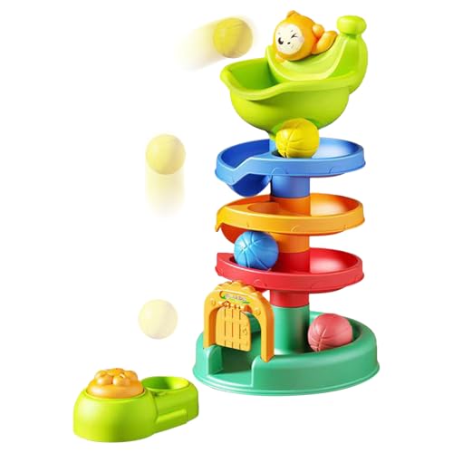 Raypontia Torre de bola de juguete para niños pequeños - Juego de torre de pelota de promoción temprana - Juego de apilamiento para desarrollar habilidades motoras finas para bebés y niñas a partir de
