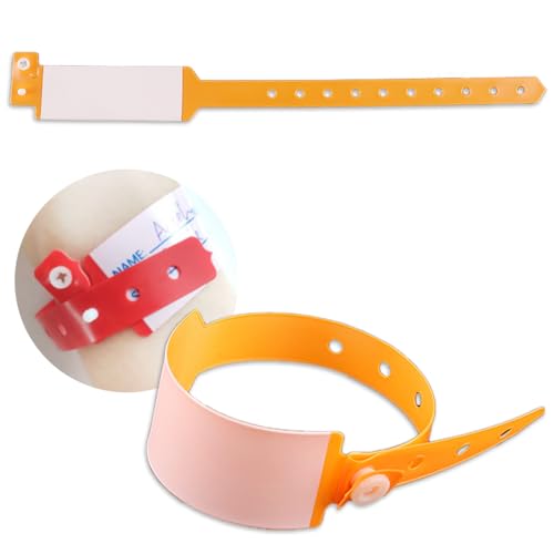 Nicheez 使い捨て リストバンド ビニール製 入場 人数 カウント 遊園地 ライブ イベント プール 管理 防水仕様 破れない ネームタグ 5カラー (オレンジ)