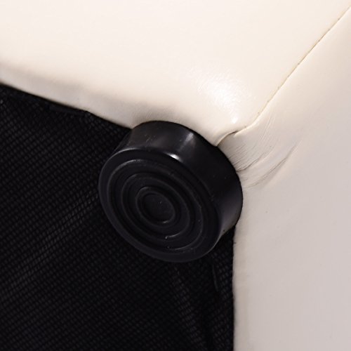 COSTWAY Sitzhocker mit Stauraum, Sitzwürfel aus PU, Sitzbox belastbar bis 300kg, Polsterhocker mit Deckel, Aufbewahrungsbox 40x40x40cm, Sitztruhe Farbwahl (Cremeweiß) - 8