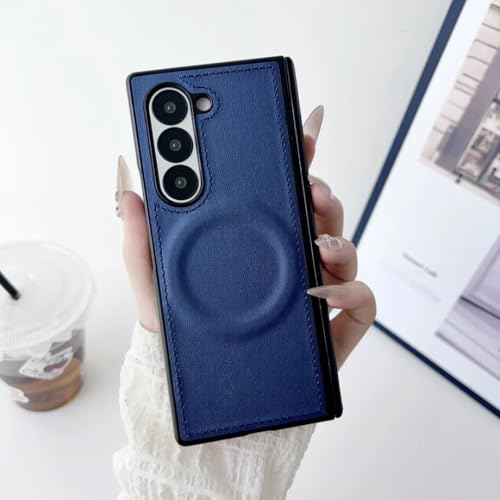 Étui Samsung Galaxy Z Fold 7 en cuir PU bleu antichoc et magnétique pliable