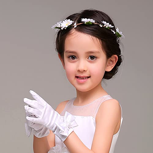 Girls White Gloves for First Communion, Princess, Tea Party 3-12 Years3