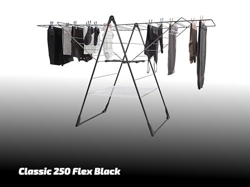 Leifheit Standtrockner Classic 250 Flex Black, Wäschetrockner mit 25m Trockenlänge, für drinnen und draußen geeignet, Wäscheständer mit höhenverstellbaren Flügeln, für 2-3 Waschmaschinenfüllungen - Image 9