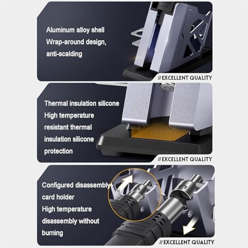 Multi Purpose Hot Air Gun, 550W Mini Soldering Heat Gun, With 1.54-Inch Led Digital Display, Pid Control 100℃-450℃, Air Volume 20-Speed Adjustment, Hot Air Rework Station - 4