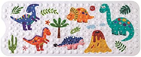 Generic Non-Slip Dinosaur Kids Bath Mat, 100cm x 40cm, Multicoloured, Rectangular, Rubber