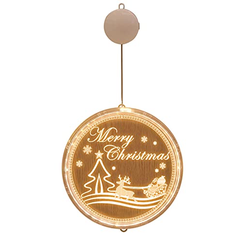 SANSHAM Décoration de Noël pour fenêtre, lampe LED 3D à suspendre avec piles pour fenêtres, terrasses, festivals et décorations de fête Cover