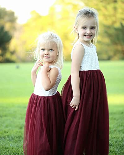 Image of Topmaker Flower Girl Dress for Toddler Baby Girls,Lace Tulle Dress for Wedding,Birthday Party,Photoshoot,Special Occasion