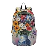 Bonito ramo de flores silvestres para mujer, bonita mochila informal para adolescentes y niñas