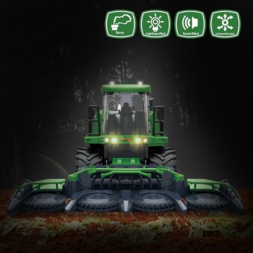 PENGBU RC Ferngesteuerter Mähdrescher Ferngesteuert, 2 in 1 Mähdrescher Spielzeug mit Fernbedienung, Sprühen, Licht und Ton… – Ansicht 2