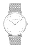 QUALITÄT - Unsere analoge Armbanduhr in Silber zeichnet sich durch ein qualitativ hochwertiges Quarzwerk aus. Die Quarzuhr funktioniert mittels Taktgeber auf Quarz-Basis. Die Dornschließe aus Edelstahl sowie der Verschluss sorgen für eine optimale Befestigung. Das silberne Armband besteht aus Edelstahl.