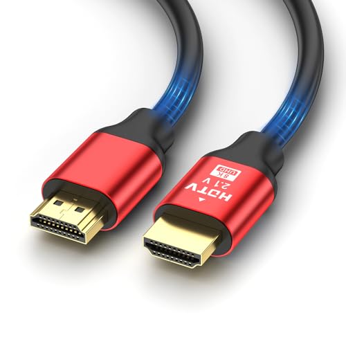 grofyllaa 8K Hdmi Cable 2M, High Speed Hdmi 2.1 Cable 8K@60Hz 4K@120Hz, Gold-Plated Connector 3D eARC HDCP 2.2 &2.3 for HDTV/Blu Ray Playback/Projectors/Laptops/PS4/PS5(Red)