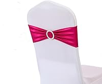 Vista 10 de Bandas para silla, decoración de silla de moño, banda elástica de elastano con hebilla deslizante para bodas, fiestas, eventos, 10 unidades (borgoña)