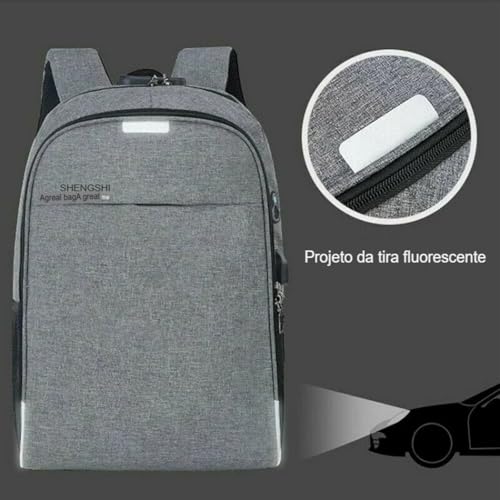 Bolsa Notebook Masculina Feminina Mochila Executiva Transversal Anti Furto Saída USB e Fone de Ouvid