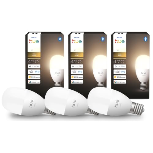 �t�B���b�v�X�q���[(Philips Hue) �X�}�[�g�d�� E17 40W���� �z���C�g 3�� �Z�b�g - �X�}�[�g�Ɩ� Alexa�Ή� 470lm �d���F ���� �X�}�[�g�z�[�� �ԐڏƖ� LED �X�}�[�g���C�g �������� �A�v������ Matter�Ή� ��