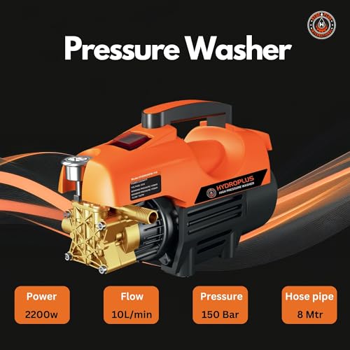 Image of HYDROHPW PRO High Pressure Car Washer 2200W | 10 LPM Water Flow | Portable Electric Power Washer for Car, Bike, Home & Garden Cleaning | Powerful Pressure Washing Machine