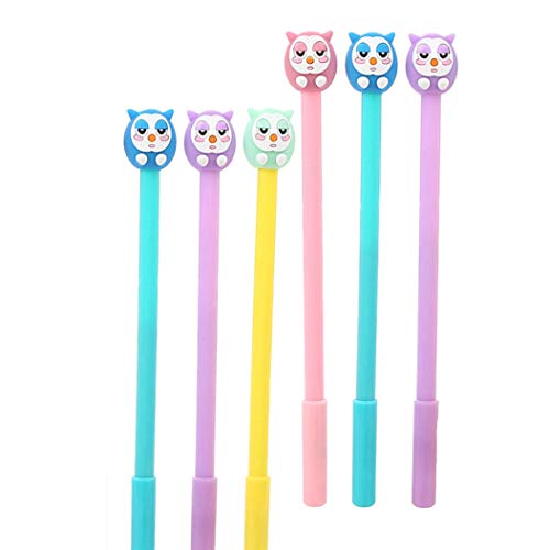 DUBFKBSH 動物 鳥 フクロウ ゲルペンセット おしゃれ キュート カラフル 可愛い 漫画 ゲルペンセット 面白い ゲルインク ローラーボールペン オフィス アウトドア ペン 学生 文房具 (6本)