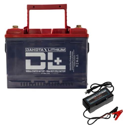 Dakota Lithium - 2 in 1 12V 60Ah Deep Cycle and 1000CCA Starter Battery - 11 Year USA Warranty, 2000+ Cycles - for Engine Starting, Trolling Motors, Golf Carts, Outdoor - Charger Included