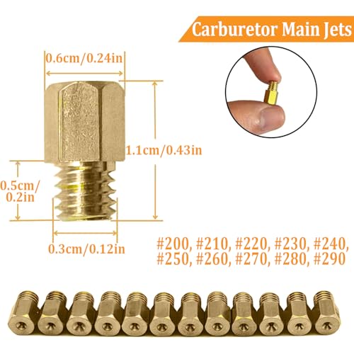 Vtm TMX Vergaser 200-290, Vergaser Hauptdüsensatz, Mikuni Vergaser Düsen, 10Pcs/Set Vergaser Hauptdüse Vollmessing Ersatz für VM TM TMX Carb 200, 210, 220, 230, 240, 250, 260, 270, 280, 290