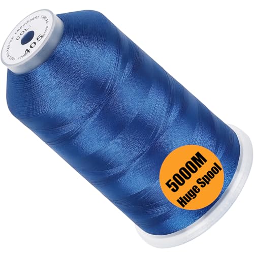 Image of New brothread - Single Huge Spool 5000M Each Polyester Embroidery Machine Thread 40WT for Commercial and Domestic Machines - Blue