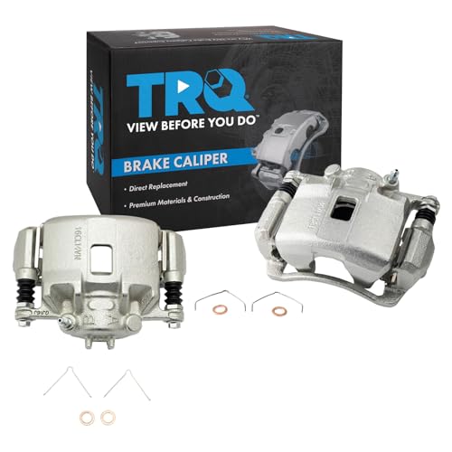 Image of TRQ Front Left and Right Brake Caliper Set 2 Piece Caliper Brackets Hardware for 2002-2006 Acura RSX Base 2003-2011 Honda Civic Hybrid 2009-2011 Civic Hybrid-L 2004-2005 SI 2007-2008 Fit