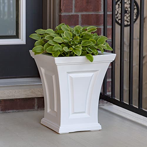 Jardinière en résine blanche Mayne bac à fleurs extérieur durable - 4