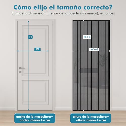 Miniatura 5 de Sekey Cortina Magnética a Prueba de Mosquito para Puertas de Madera, Hierro, Metálicas, Balcón y RV - Cierre Magnético Automático, 210 x 100 cm, Negro
