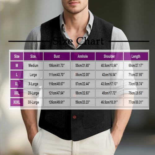 Mens Vintage Tweed Wool Suit Vest V Neck Casual Waistcoat with 4 Pockets Formal Tuxedo Vests for Wedding Groomsmen3