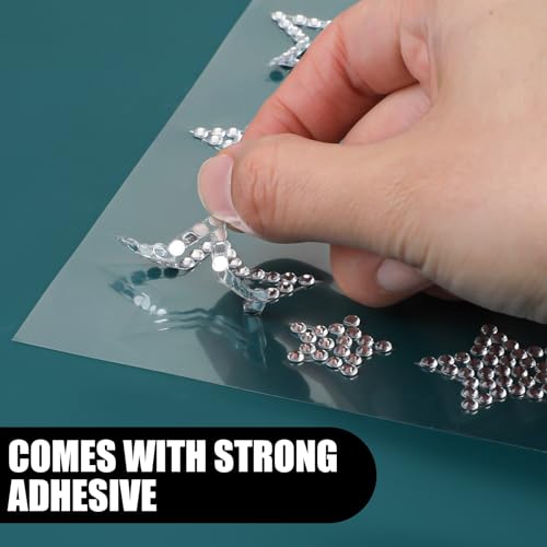 Image of Dimeho 84 Pieces Self Adhesive Star Stickers Bling Rhinestone Star Decals Glitter Crystal Car Patch Auto Emblem Labels Sticker Decoration for Cars Bumper Window Laptops Luggage, Silver