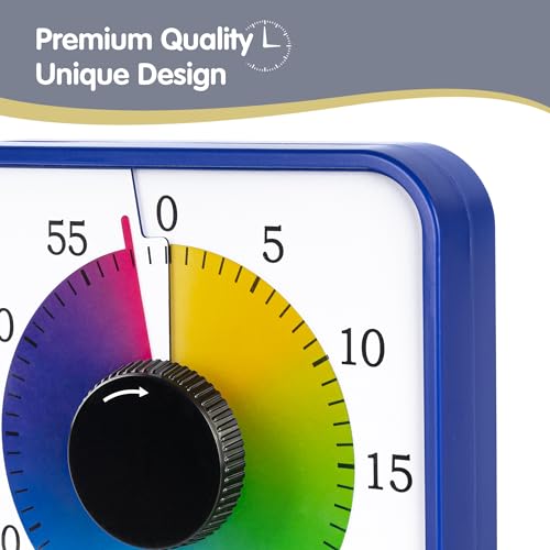Visual Timer 7.5 inch; 60 Minute 1 Hour Countdown Timer for Kids Classroom Teaching Tool Home Office Meeting, Mechanical Countdown Clock for Exam Time Management Magnetic, Navy Blue with Colorful Disc - Image 4
