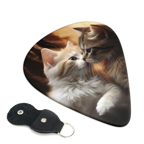 cat kiss - Púas de guitarra de 6 unidades, 0,96 mm de grosor con soporte de púas de piel, púa de...