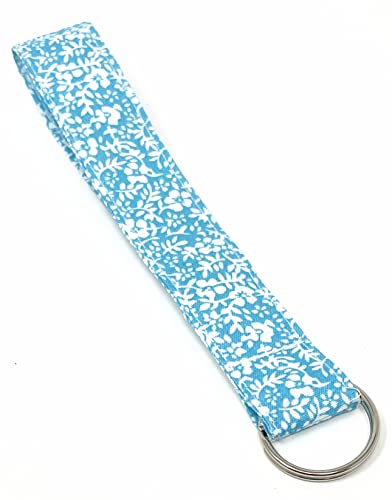 Doliphine Sakura Print Wristlet Fabric Lanyard Key Fob Key Chain for ID Badge Holder/Key/purse (Sky Blue)
