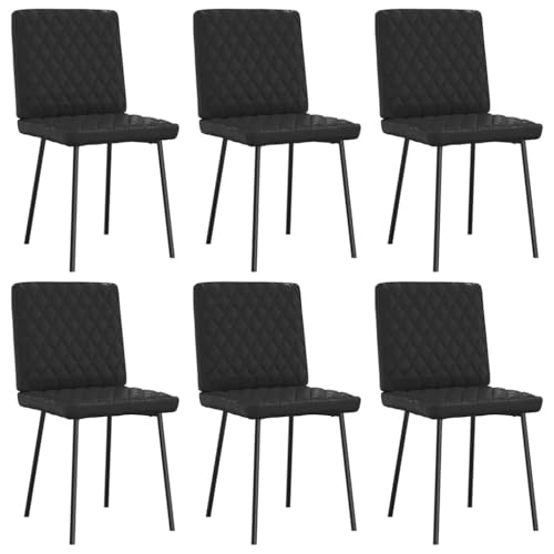 Sinkzol Sillas de comedor 6 piezas negro de piel sintética silla tapizada con reposabrazos y respaldo, asiento de metal y madera, para cocina, comedor, salón restaurante