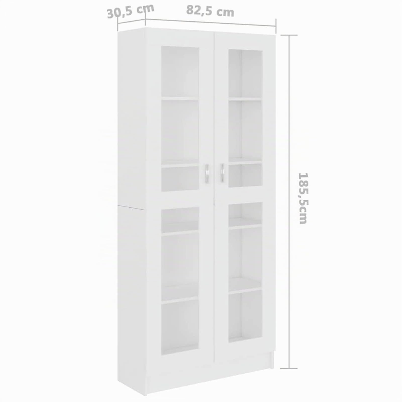 Homgoday Estantería Librería armarios Cocina con 5 Compartimentos y Puerta Doble Muebles de Salon Estantes Almacenaje para Salón Estudio Blanco 82,5x30,5x185,5cm