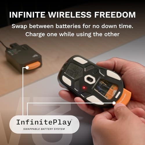 Image of GLORIOUS Gaming Model D3 Wireless Gaming Mouse - InfinitePlay Swappable Battery, 130H Battery Life, 8k Polling, 130M Optical Switches, Ultralight 69g, 30K DPI Optical Sensor, RGB - Black