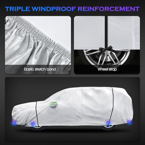Image of Car Cover Custom Fit for Honda CRV 1997-2025,Toyota RAV4 1996-2025,6 Layers Truck Cover Waterproof All Weather for Automobiles,Outdoor Full Exterior Cover,Rain, Sun, Wind Protection,Silver