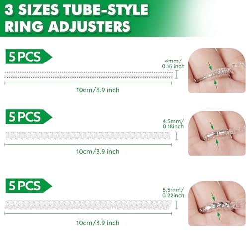 anpro ring sizer adjusters for loose rings - 15-pack multiple styles invisible spacer guards amp tighteners for women fits almost any ring