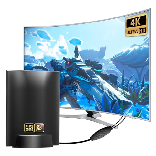 DTB TECH DVBT2 Antenne - Zimmerantenne dvb-t2 mit verstärker - Langstrecken 600 km 360°-Empfang Zimmerantenne für Fernseher, Mit Magnetfuß - 5 Meter Kabel, Unterstützt 4K HD-Kanäle & Alle TV-Geräte