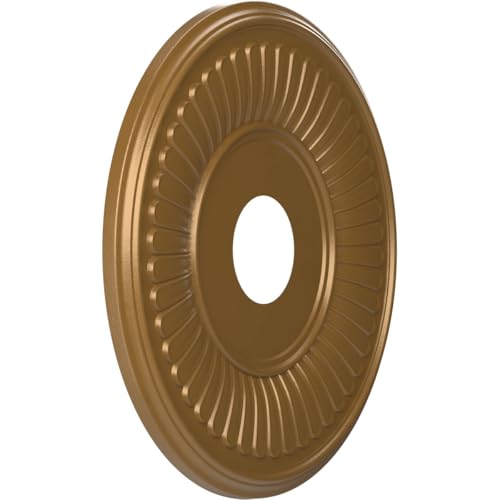 Image of Ekena Millwork CMP16BECGH Berkshire Thermoformed PVC Ceiling Medallion (Fits Canopies up to 7 inch), 16 inchOD x 3 1 /2 inchID x 1 inchP, Metallic Gold Rush