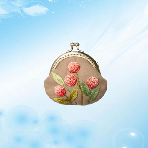 Image of 1set Embroidery Starter Kit with Lock Frame Diy Coin Purse for Beginners Handmade Tools Kit with Wool Needle Accessories Present for Women and Girls Herb