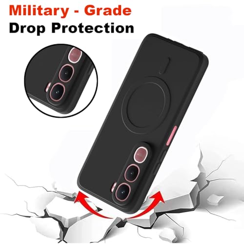 Image of Back Cover Compatible with Vivo Y31 5G | MagFit Ring Design (Non-Magnetic) | Shockproof Case | Anti-Slip Grip | Raised Camera Edges | Slim Protective Case for Vivo Y31 5G (Matte Black)