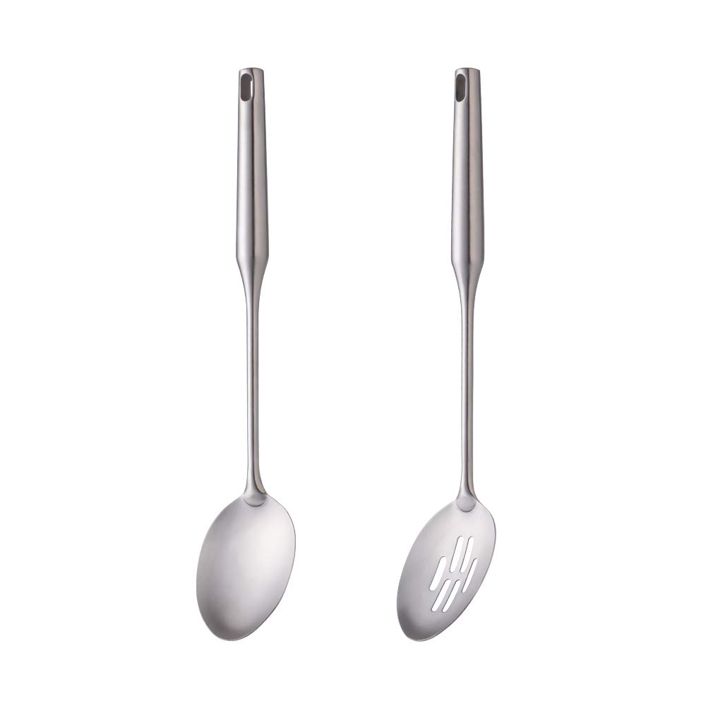 Buy BUY&USE 2 Pcs Stainless Steel Cooking Utensil 1 Solid Spoon 1