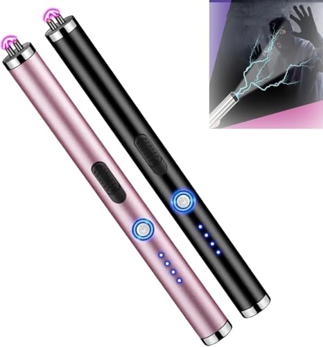 Bikenda Taktischer tragbarer Elektroschocker mit hoher Leistung, Neu Windproof Dual-Arcs-Feuerzeug, Starke Selbstverteidigung Für Frauen, Bikenda Taktischer Elektroschocker, Abwehrwerkzeug (2PCS-B)