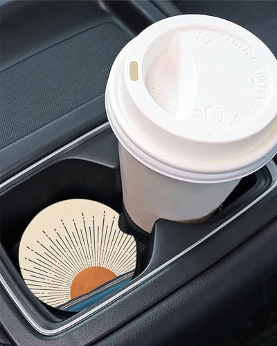 2PCS Boho Sun Posavasos de Cerámica para Carro miniatura 2