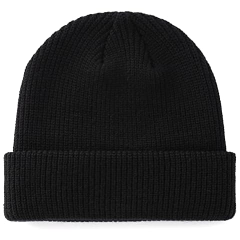 Connectyle Classic Men's Warm Winter Hats Acrylic Knit Cuff Beanie Cap Daily Beanie Hat, Black, Medium Cover